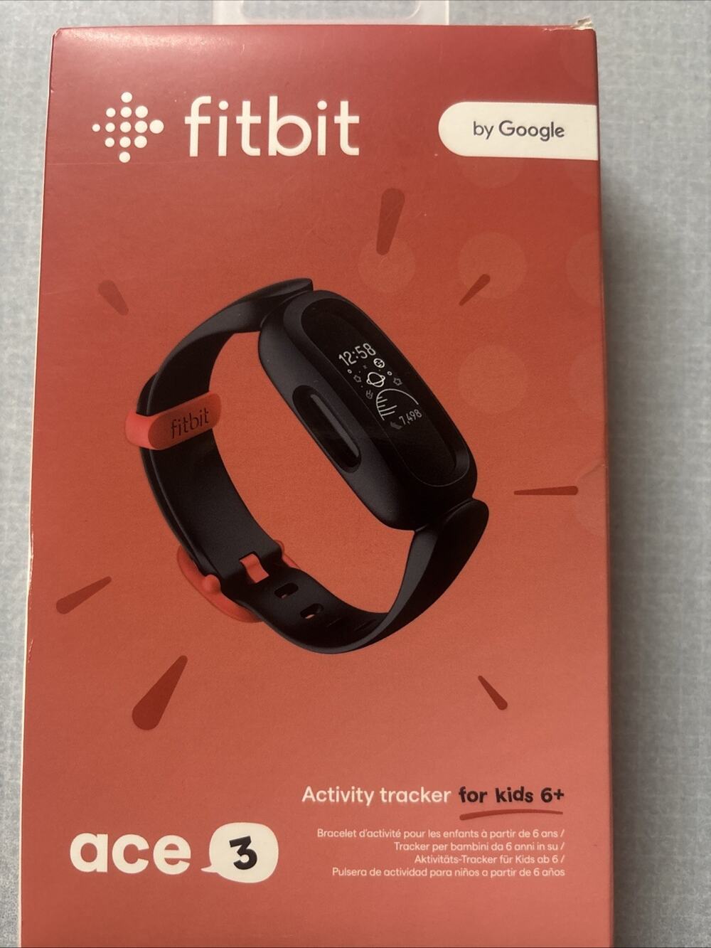 Fitbit ACE 3 18.29 mm Activity Fitness Tracker for Kids - Black/Sport Red NEW